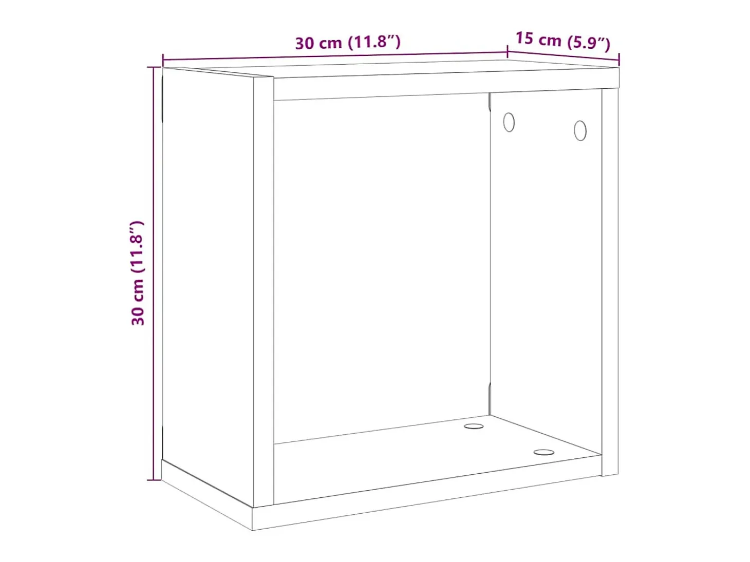 Estantes cúbicos de pared de 6 piezas, roble hecho a mano, madera de ingeniería