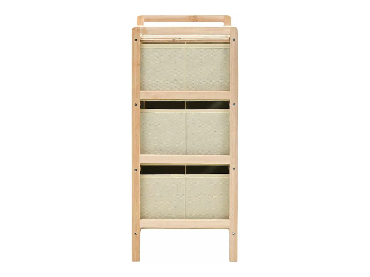 Estantes con 3 cestas de tela 2 unidades madera de cedro beige