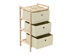 Estantes con 3 cestas de tela 2 unidades madera de cedro beige