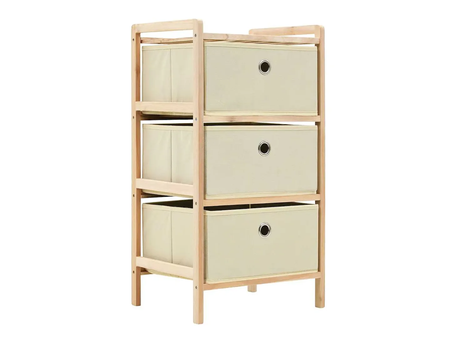 Estantes con 3 cestas de tela 2 unidades madera de cedro beige