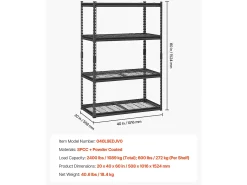 Estantes de Almacenamiento SucceBuy Resistentes y Ajustables de 4 Niveles, 1088 kg, de Acero al Carbono SPCC, para Cocinas, Garajes