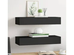 Estantes de cajón de pared 2 uds Negro 60x23,5x10 cm MDF