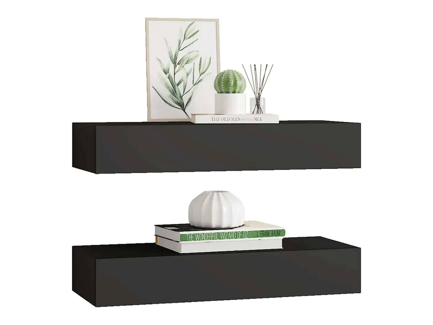 Estantes de cajón de pared 2 uds Negro 60x23,5x10 cm MDF
