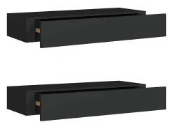 Estantes de cajón de pared 2 uds Negro 60x23,5x10 cm MDF