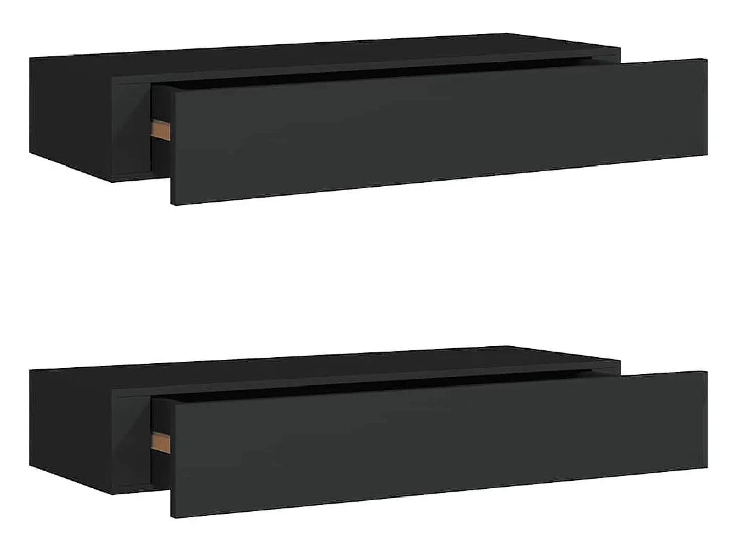 Estantes de cajón de pared 2 uds Negro 60x23,5x10 cm MDF