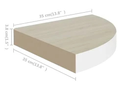 Estantes de esquina de pared 2 piezas Roble y blanco 35x35x3,8 cm MDF