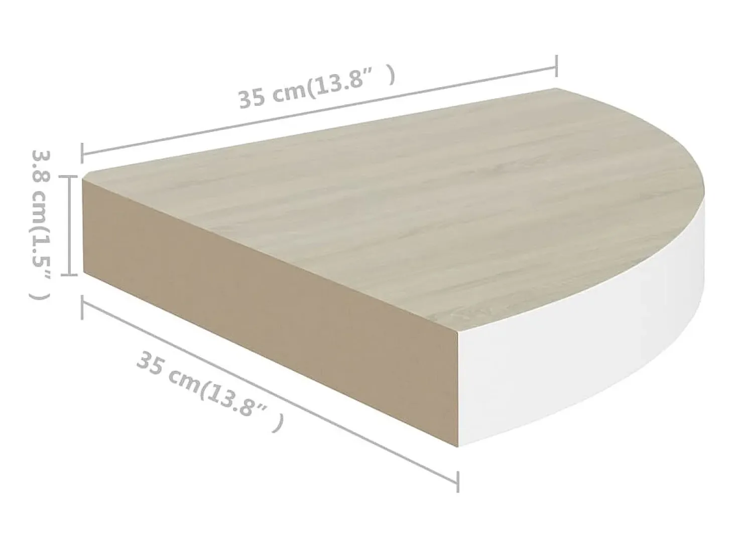 Estantes de esquina de pared 2 piezas Roble y blanco 35x35x3,8 cm MDF