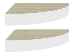 Estantes de esquina de pared 2 piezas Roble y blanco 35x35x3,8 cm MDF