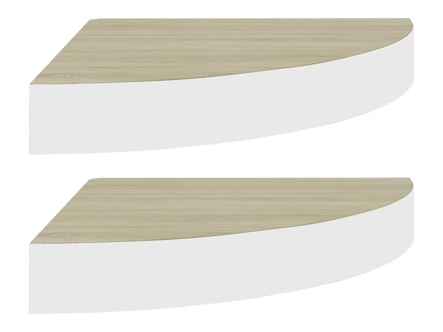 Estantes de esquina de pared 2 piezas Roble y blanco 35x35x3,8 cm MDF