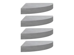 Estantes de esquina de pared 4 piezas Gris hormigón 35x35x3,8 cm MDF