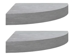 Estantes de esquina de pared 2 piezas Gris hormigón 25x25x3,8 cm MDF
