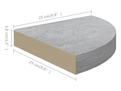 Estantes de esquina de pared 2 piezas Gris hormigón 25x25x3,8 cm MDF