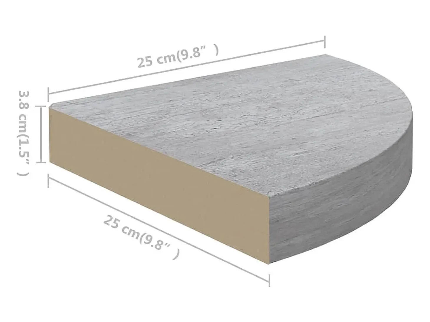 Estantes de esquina de pared 2 piezas Gris hormigón 25x25x3,8 cm MDF