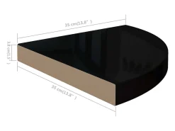 Estantes de esquina flotantes 4 piezas Negro brillante 35x35x3,8cm MDF