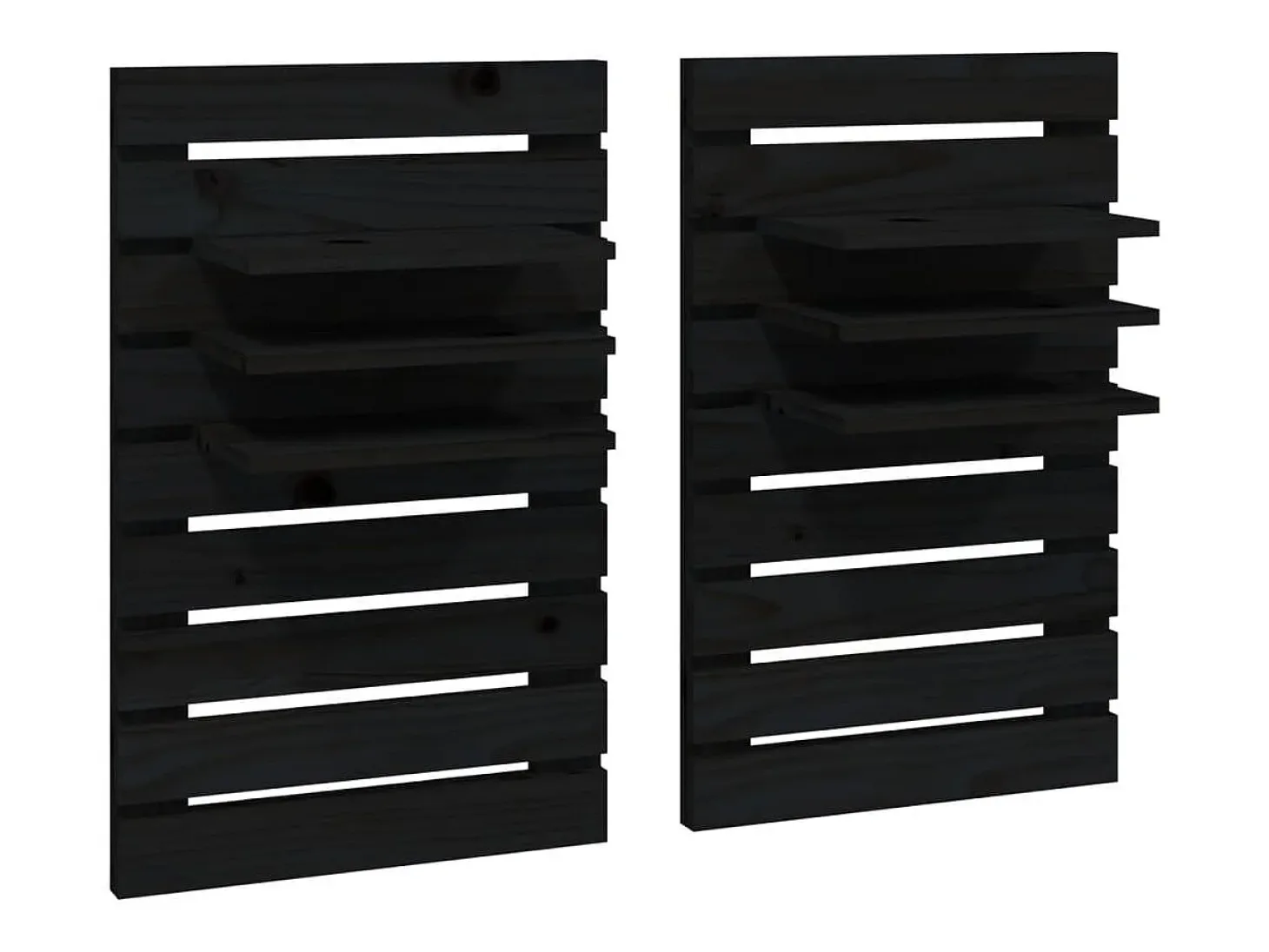estantes de noche de pared de madera maciza de pino negro
