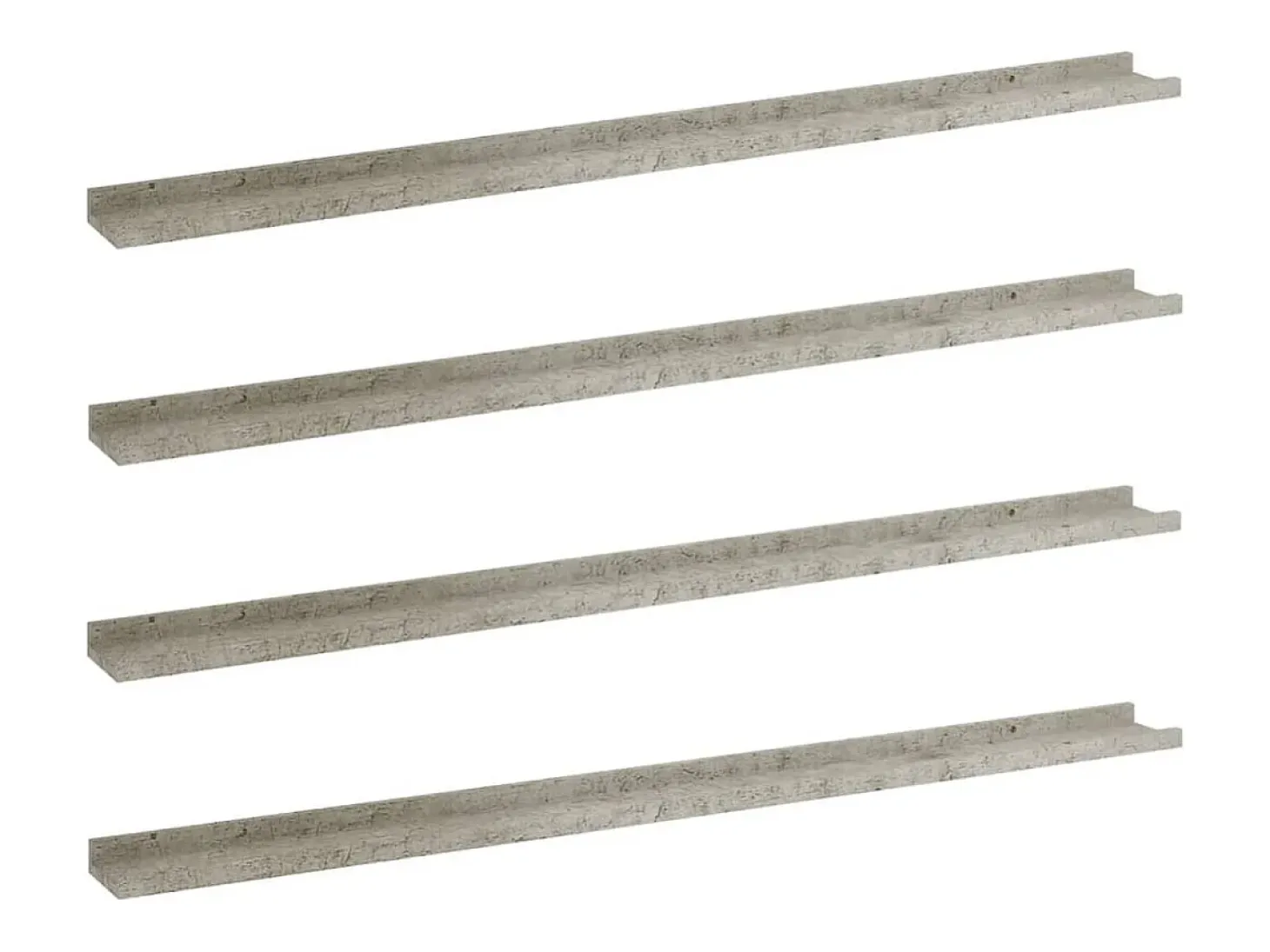 Estantes de pared 4 piezas Gris hormigón 115x9x3 cm