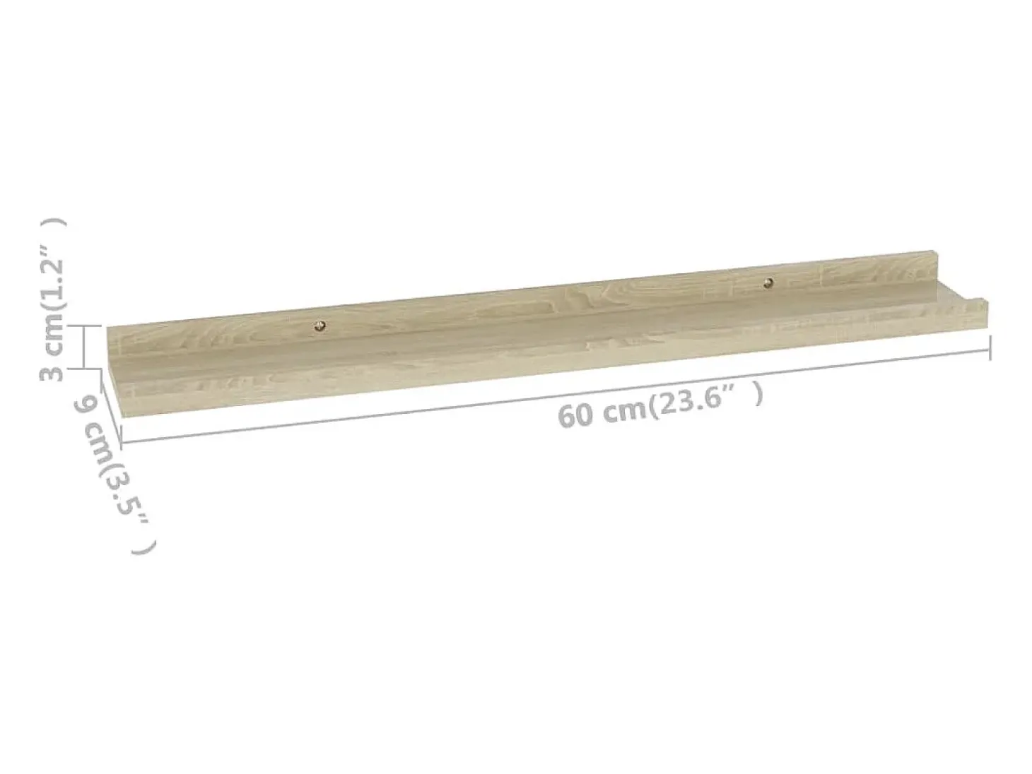 Estantes de pared 4 piezas roble sonoma 60x9x3 cm