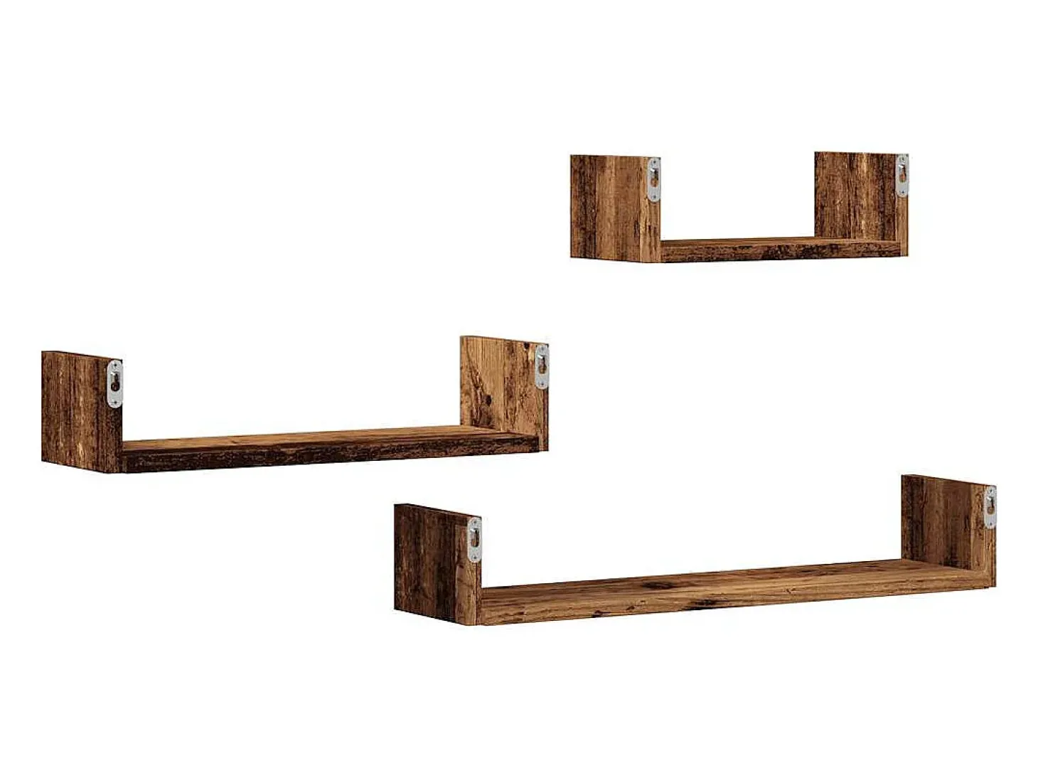 Estantes de pared 3 piezas madera vieja madera de ingeniería