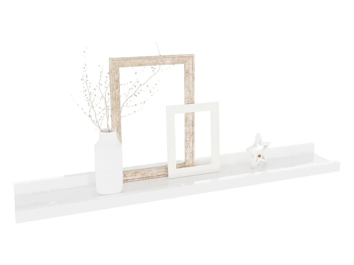 Estantes de pared 4 piezas Blanco brillo 60x9x3 cm