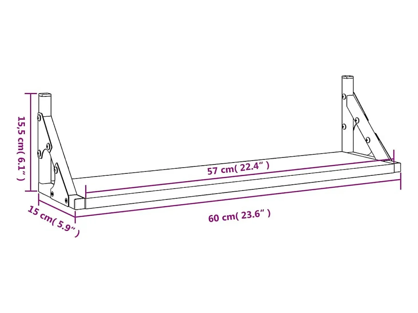 Estantes de pared 2 piezas roble sonoma 60x15x15,5 cm
