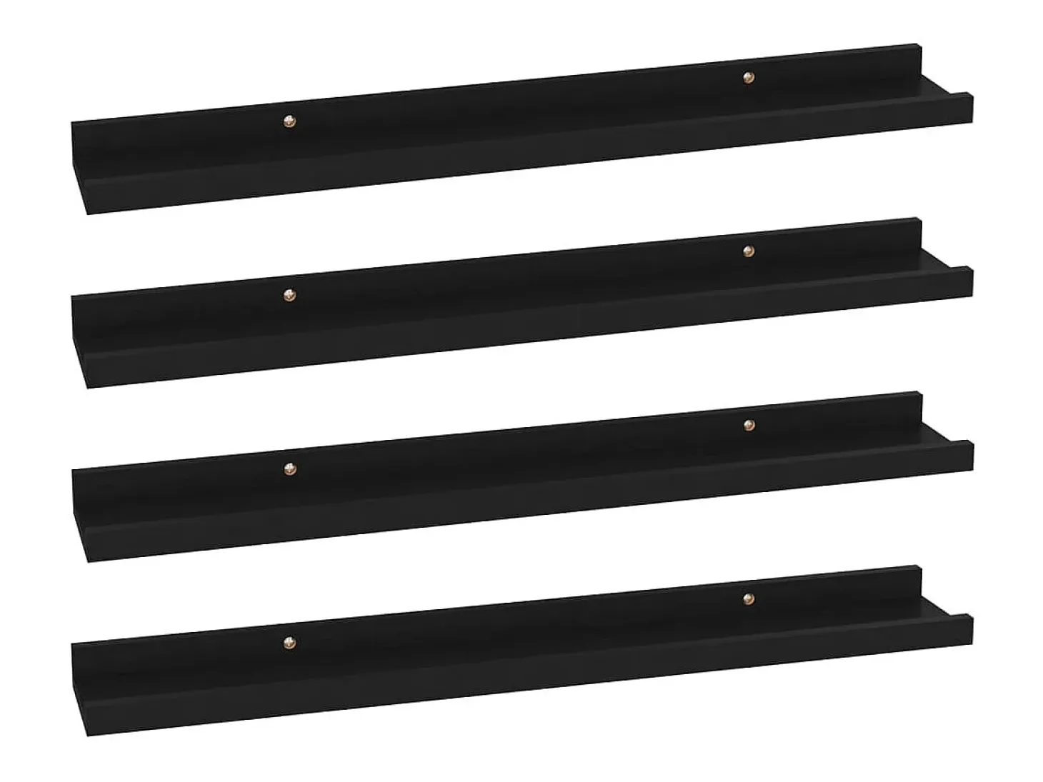 Estantes de pared 4 piezas Negro 60x9x3 cm