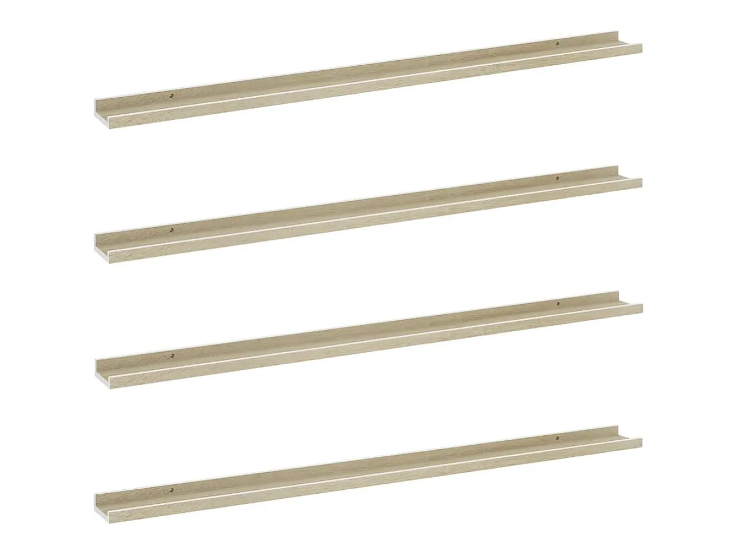 Estantes de pared 4 piezas blanco y roble sonoma 115x9x3 cm