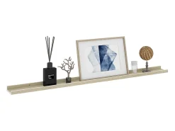 Estantes de pared 4 piezas blanco y roble sonoma 115x9x3 cm
