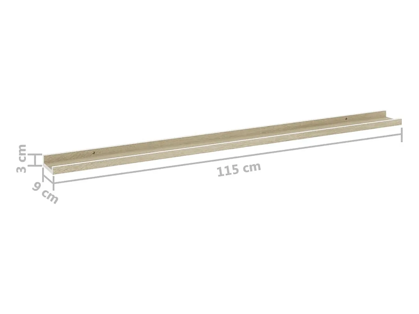 Estantes de pared 4 piezas blanco y roble sonoma 115x9x3 cm