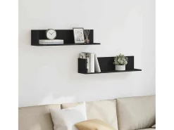 Estantes de pared 2 piezas negro 75x16,5x16,5 cm madera de ingeniería