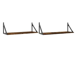 Estantes de pared 2 piezas roble ahumado 80x25x25,5cm madera de ingeniería