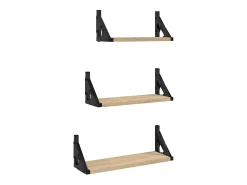 Estantes de pared 3 pzas madera de ingeniería roble Sonoma ES230120