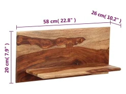 Estantes de pared 2 uds 58 x 26 x 20 cm Madera maciza