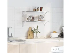 Estantes de pared 2 uds acero inoxidable plateado 75x30 cm ES364452