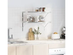 Estantes de pared 2 uds acero inoxidable plateado 75x40x3 cm ES697643