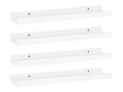 Estantes de pared 4 uds Blanco brillo 40x9x3 cm