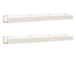 Estantes de pared 2 uds Blanco 110x12x9 cm Madera maciza de pino