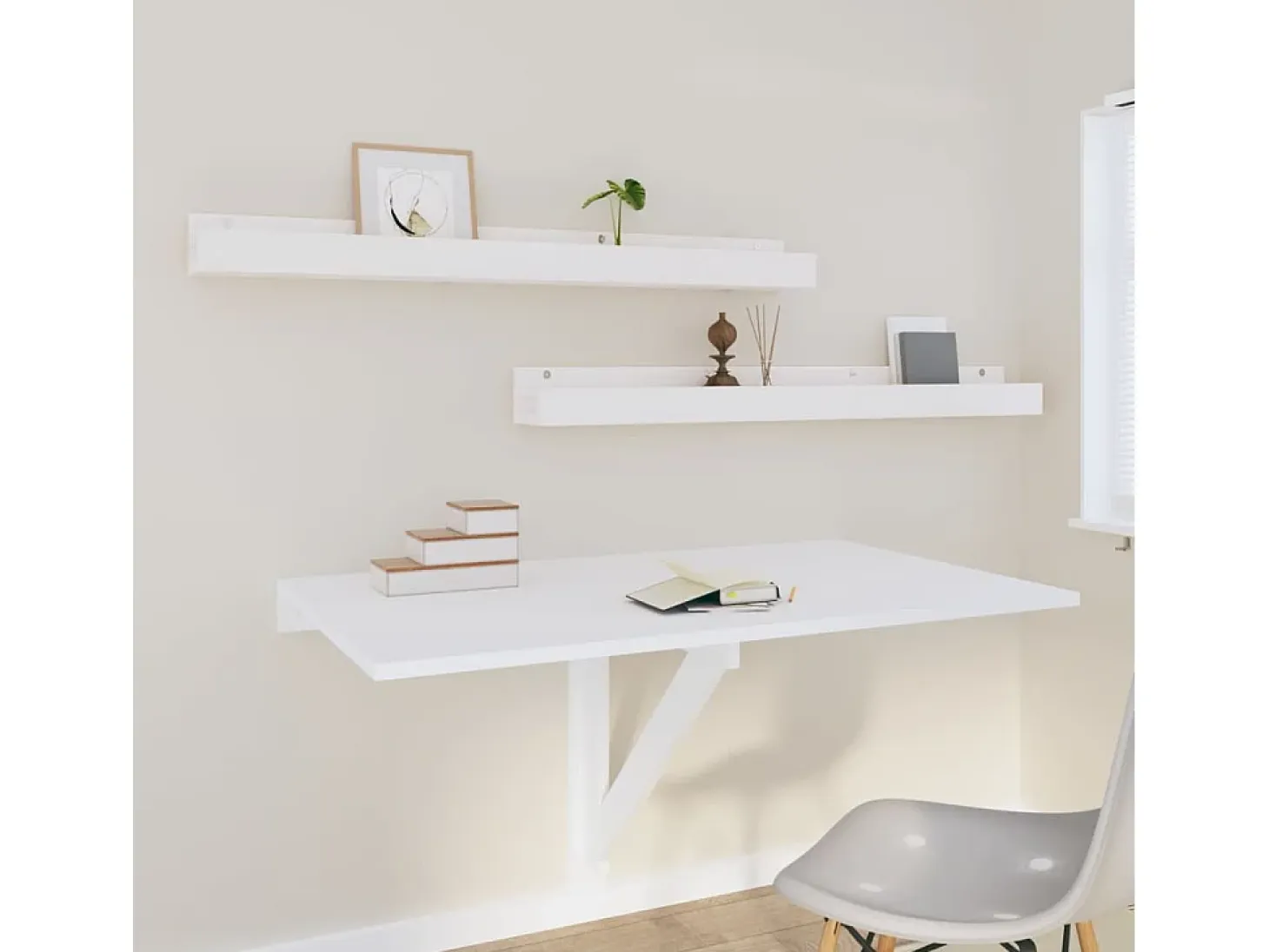 Estantes de pared 2 uds Blanco 110x12x9 cm Madera maciza de pino
