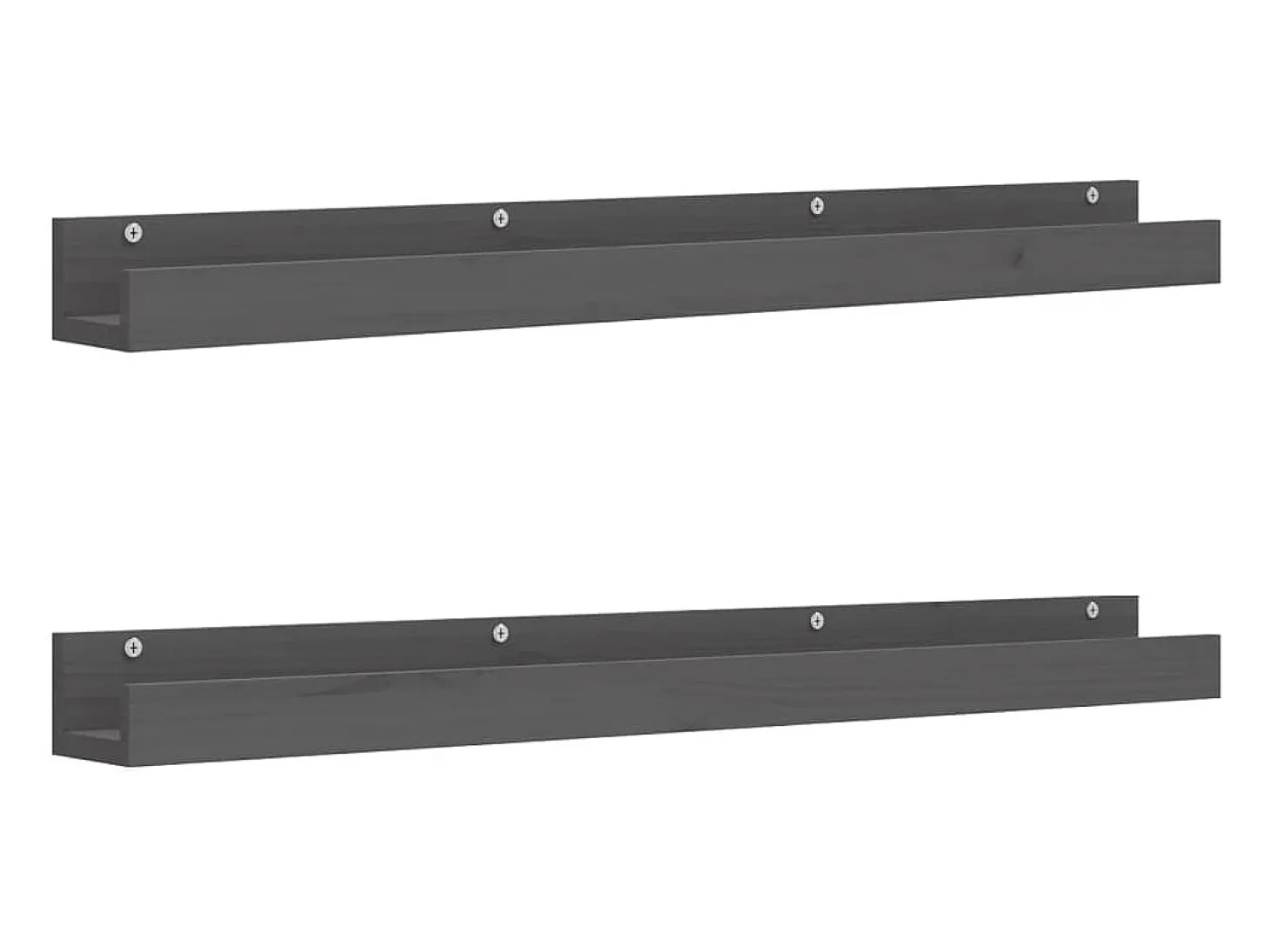 Estantes de pared 2 uds Gris 110x12x9 cm Madera maciza de pino