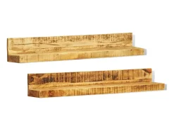 Estantes de pared 2 uds madera maciza
