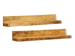 Estantes de pared 2 uds madera maciza