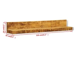 Estantes de pared 2 uds madera maciza