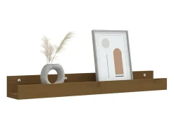 Estantes de pared 2 uds Marrón miel 80x12x9cm Madera maciza de pino