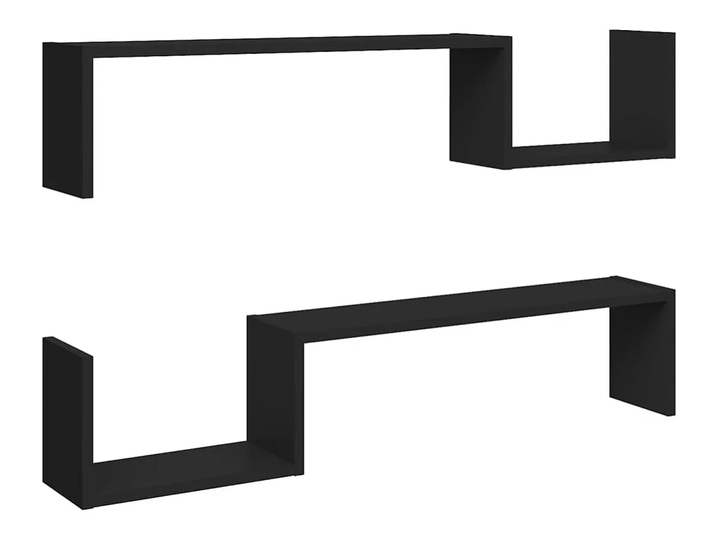 Estantes de pared 2 uds madera contrachapada negro 100x15x20 cm