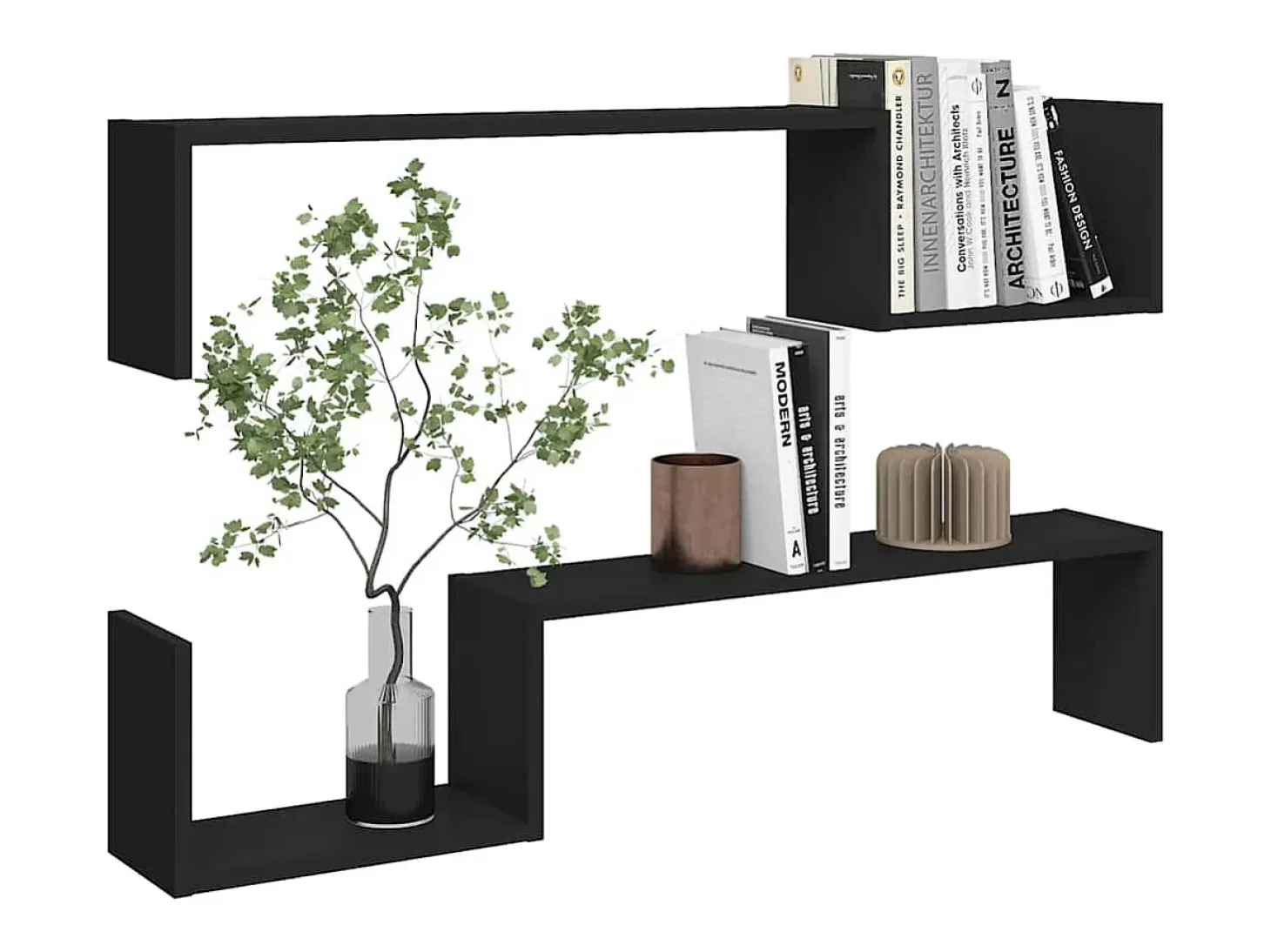 Estantes de pared 2 uds madera contrachapada negro 100x15x20 cm