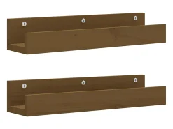 Estantes de pared 2 uds madera de pino marrón miel 50x12x9 cm