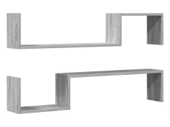 Estantes de pared 2 uds madera gris Sonoma 100x15x20 cm