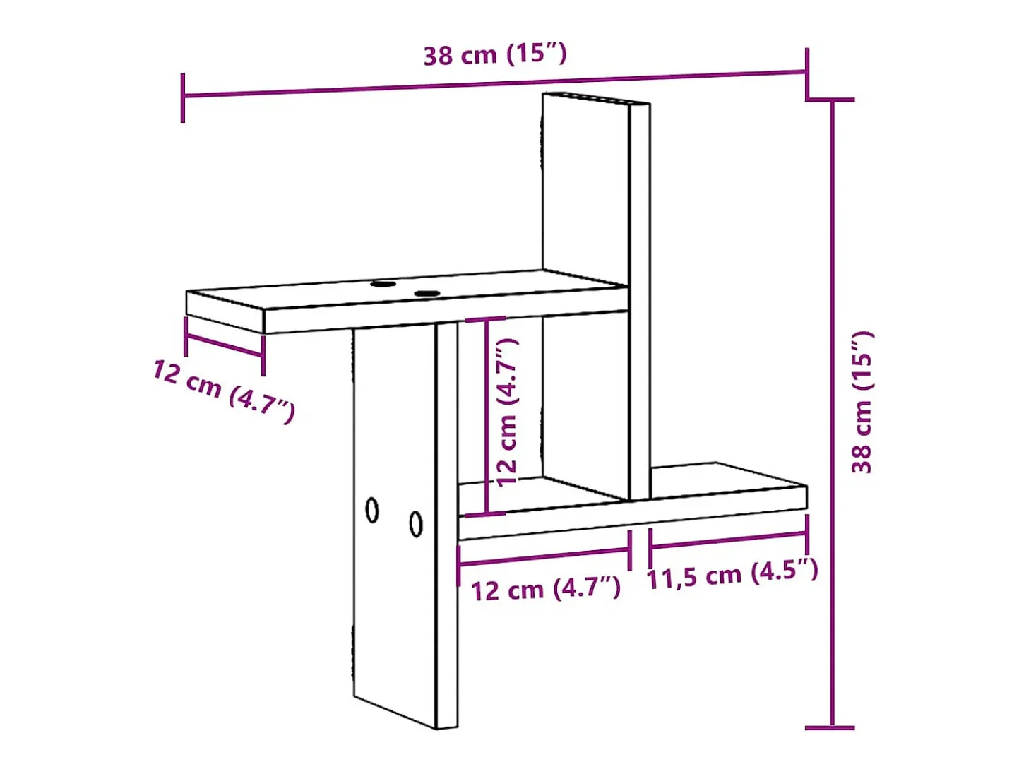 Estantes de pared 2 uds madera contrachapada blanco 38x12x38 cm