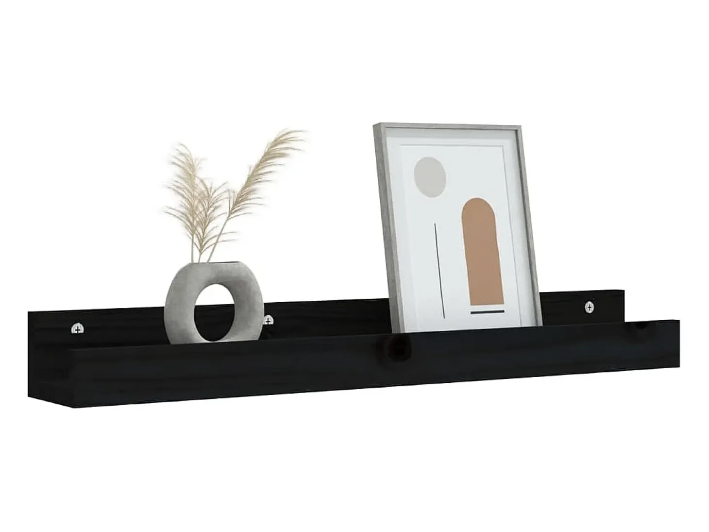 Estantes de pared 2 uds Negro 80x12x9 cm Madera maciza de pino