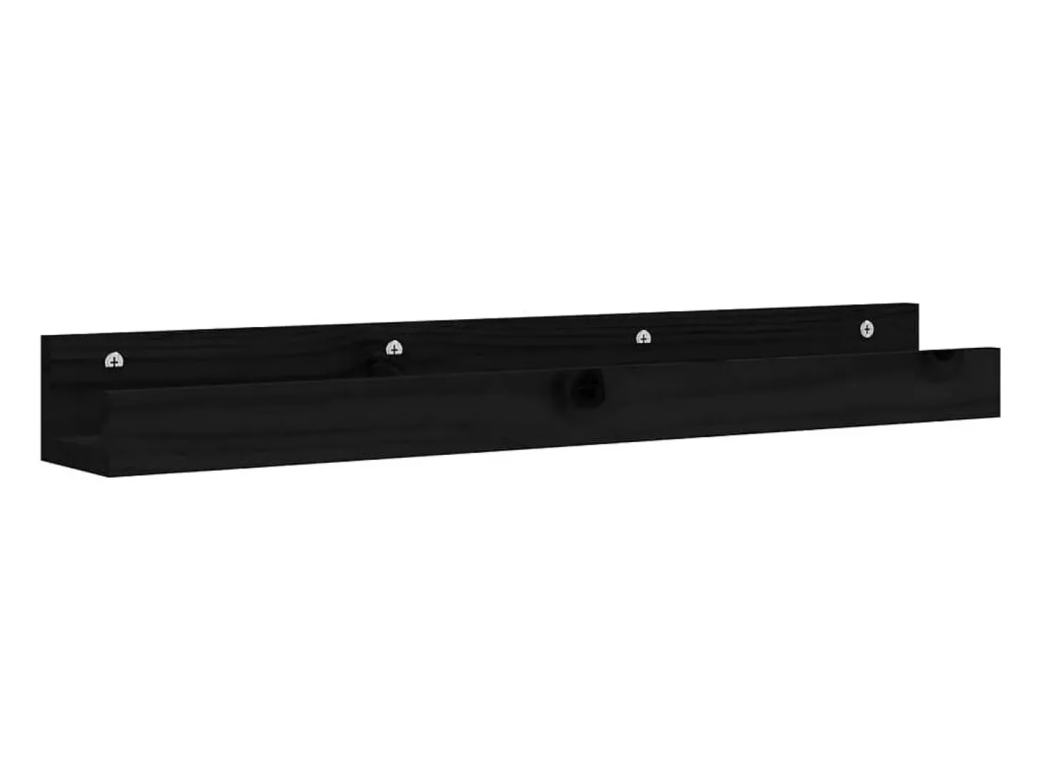 Estantes de pared 2 uds Negro 80x12x9 cm Madera maciza de pino