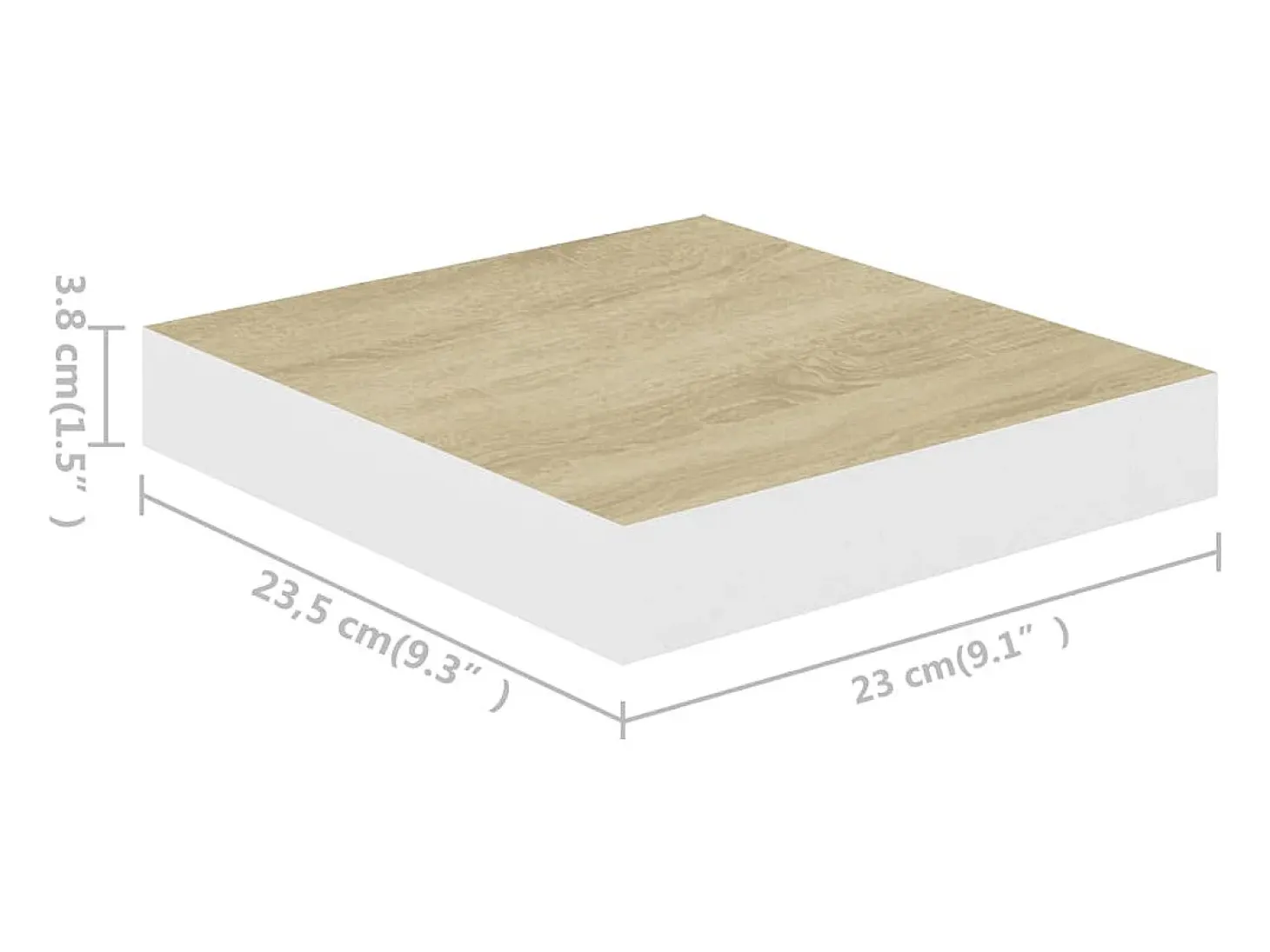 Estantes de pared 2 uds Roble y blanco 23x23,5x3,8 cm MDF